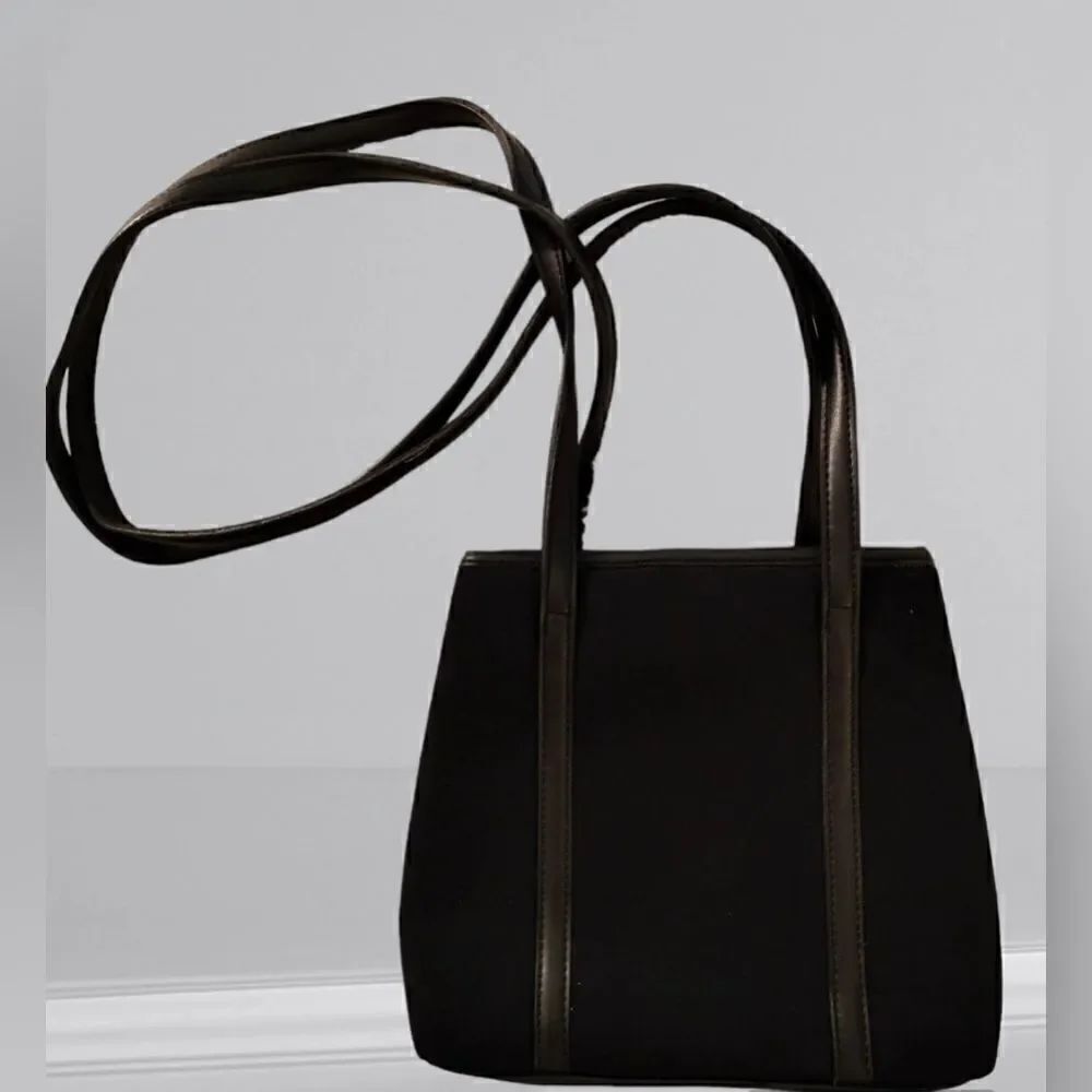 Nine West Small Black Purse Shoulder canvas leather trim Bag